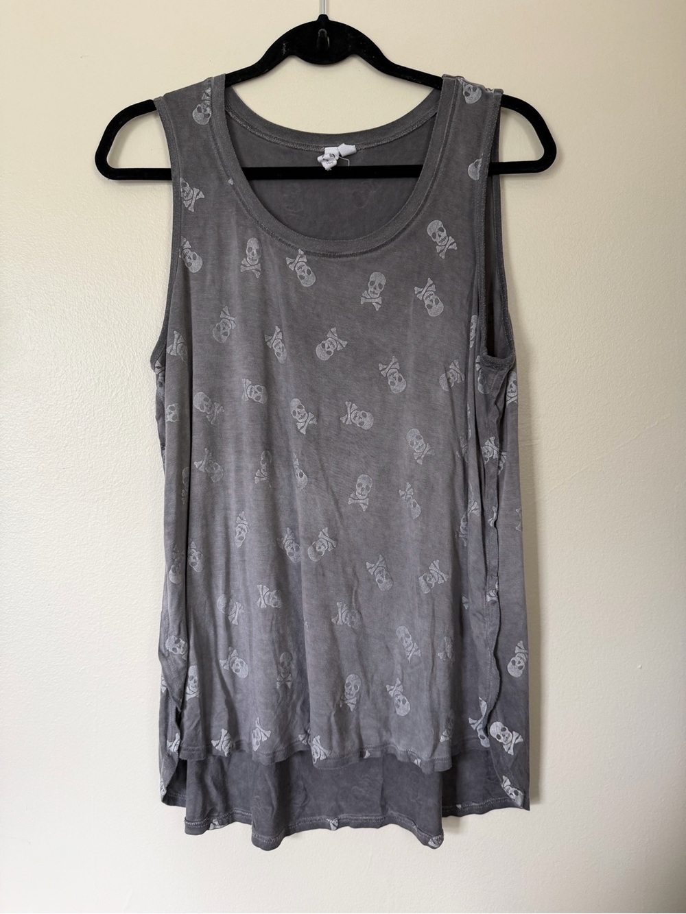 Cable & Gauge Gray Skull Print Sleeveless Tank Top Size Large Grunge Punk
